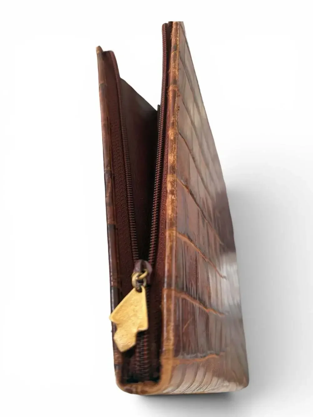Vintage Crocodile Leather Clutch Portfolio Laptop iPad Case